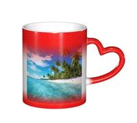 ESASAM Tasse à changement de couleur avec île et plage de sable et palmier, ciel étoilé, ajoutant une touche de magie à votre vie quotidienne