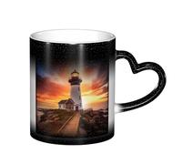 ESASAM Tasse à changement de couleur avec motif phare de coucher de soleil et ciel étoilé, ajoutant une touche de magie à votre vie quotidienne