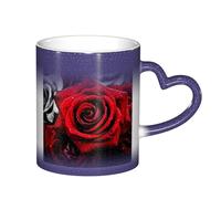 ESASAM Tasse à changement de couleur noire, blanche et rouge, rose étoilée, ajoutant une touche de magie à votre vie quotidienne