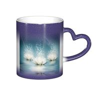 ESASAM Tasse à fleurs de lotus blanches avec ciel étoilé qui change de couleur, ajoutant une touche de magie à votre vie quotidienne