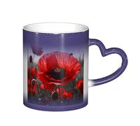 ESASAM Tasse à motif coquelicot rouge avec ciel étoilé qui change de couleur, ajoutant une touche de magie à votre vie quotidienne
