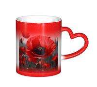 ESASAM Tasse à motif coquelicot rouge avec ciel étoilé qui change de couleur, ajoutant une touche de magie à votre vie quotidienne