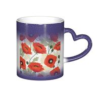 ESASAM Tasse à motif de fleurs de coquelicot et ciel étoilé qui change de couleur, ajoutant une touche de magie à votre vie quotidienne