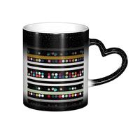 ESASAM Tasse à paillettes arc-en-ciel à pois noirs et blancs avec 2 couleurs changeantes de ciel étoilé, ajoutant une touche de magie à votre vie quotidienne