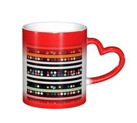 ESASAM Tasse à paillettes arc-en-ciel à pois noirs et blancs avec 2 couleurs changeantes de ciel étoilé, ajoutant une touche de magie à votre vie quotidienne
