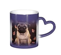 ESASAM Tasse mignonne avec motif carlin ciel étoilé qui change de couleur, ajoutant une touche de magie à votre vie quotidienne