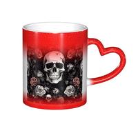 ESASAM Tasse noire à changement de couleur pour Halloween, motif tête de mort et ciel étoilé, ajoutant une touche de magie à votre vie quotidienne