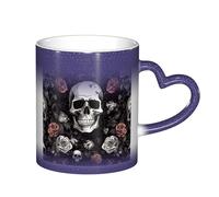 ESASAM Tasse noire à changement de couleur pour Halloween, motif tête de mort et ciel étoilé, ajoutant une touche de magie à votre vie quotidienne