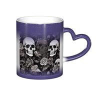 ESASAM Tasse noire avec motif tête de mort et ciel étoilé qui change de couleur, ajoutant une touche de magie à votre vie quotidienne