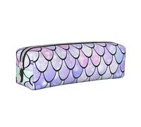 ESASAM Trousse à crayons en cuir avec fermeture éclair tridimensionnelle écailles de sirène, simple et élégante, tendance et pratique, blanc, Taille unique, Sac à dos d'école