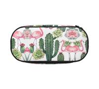 ESASAM Trousse à crayons tendance avec flamants roses et plantes succulentes - L'espace de rangement nécessaire pour stylos, crayons et articles de papeterie, Noir , Taille unique, Cartable