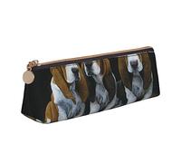 ESASAM Trousse triangulaire en cuir pour chien Basset Hound Puppies - Légère et mignonne - Grande capacité, blanc, Taille unique, Sac à dos d'école