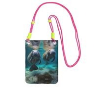 ESASAM West Indian Lamantins Étui de téléphone à bandoulière de grande capacité pour voyager sans soucis, Fuchsia, Taille unique