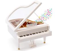 Esayeefo Boîte à Musique Piano Blanc, Boîte à Musique Piano Modèle, Mini Piano Décoration pour Mariages, Anniversaires et Cadeaux d'anniversaire, boîte à Musique Vintage
