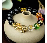 ESBANT Bracelet de Richesse Feng Shui Cinq éléments Cinq Dieux de la Richesse Bracelet Pixiu Bijoux métaphysiques de Style Antique Chinois Bracelet en Cristal Pi Yao en Or vietnamien,Style f Color :