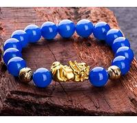 ESBANT Feng Shui Pixiu Richesse Bracelet Rare Pure Bleu Royal Cornaline Agate Naturelle Chakra Gemstone Perles De Quartz Attirer l'argent Créativité Chance Fortune Talisman Paix Prospertity,12mm Siz