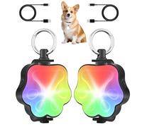 Esbaybulbs 2 Pièces Lumiere Chien Nuit Rechargeable 4 Modes, Pendentif Lumineux Chien Rechargeable USB Clignotant dans la Nuit Changement de Couleur RGB pour Chien Chat