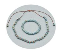 Esbbela Ensemble collier et bracelet de perles en céramique colorées faites à la main, collier réglable de 30,5 à 61 cm et bracelet de 17,8 à 22,9 cm, multicolore, Middle, Céramique Nylon, Céramique