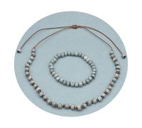 Esbbela Ensemble collier et bracelet de perles en céramique colorées faites à la main, collier réglable de 30,5 à 61 cm et bracelet de 17,8 à 22,9 cm, multicolore, Middle, Céramique Nylon, Céramique