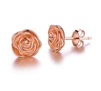 Esberry✦Cadeau Noel Femme✦Bijoux Femme, Boucles d'oreilles en argent sterling 925 avec placage en or 18 carats Boucles d'oreilles en fleurs Cadeaux de bijoux pour femmes et filles. (Rose Gold)