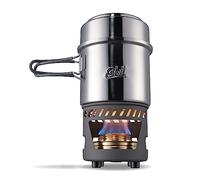 Esbit Batterie de cuisine avec brûleur à alcool | Taille compacte | Grande et petite casserole | Camping, randonnée, cuisine extérieure CS985ST
