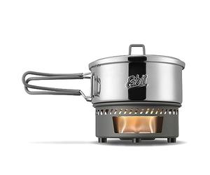 Esbit Set de cuisson à combustible sec - Réchaud de camping outdoor avec casserole en inox - poignées pliables - Réchaud de camping