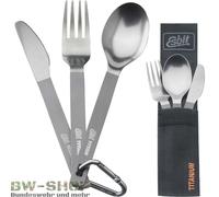ESBIT TITAN COUVERTS SET 3 PIÈCES. AVEC ACCESSOIRES BW COUVERTS FOURCHETTE...
