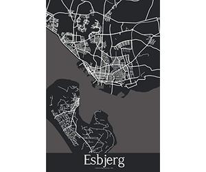 Esbjerg: Journal de Voyage | 120 pages lignées | Cadeau parfait pour les amoureux de voyages | Format 15,2 x 22,9 cm | Carte Noir et Blanc | Esbjerg Danemark