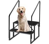 Escabeau 2 Marches avec 2 Main Courante, Marchepied Antidérapant en Acier pour Caravane Escabot de Piscine, Escabeaux Portable pour Camping-Cars à Cinq Roues, Escabeau de Ménage Outdoor RV Marchepied
