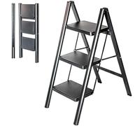 Escabeau 3 marches FOLDPACT3, Marche pied pliable, Design ultra-compact, Marches larges 17,5 cm, Acier, Etagère temporaire, Garantie 5 ans, Hostrom