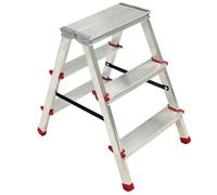 Echafaudage Brixo Escabeau Marche-pied Aluminium 3 marches Portée max 125 kg Pliable Pieds anti-dérapants