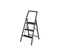 WENKO Escabeau 2 marches Design | Marches antidéparantes | Echelle légère et Pliante | Hauteur 50 centimètres|Ultra Fin| Aluminium | 44 x 114,5 x 6 cm | Gris foncé