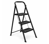 Escabeau 3 Marches Pliable - Marche Pied Antidérapant et Stable avec Poignée - Escabeau Léger et Portable en Acier Robuste - Échelle de Bricolage Compacte pour Maison et Jardin - Charge 150 Kg -