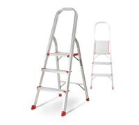 Escabeau à 3 marches BM TOOLS BMT-ESC3-ALU - Haut. de Travail : 59 cm - Prend Peu de Place et se Range Facilement - en Aluminium