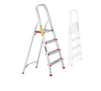 Escabeau à 4 marches BM TOOLS BMT-ESC4-ALU - Haut. de Travail : 79 cm - Prend Peu de Place et se Range Facilement - en Aluminium