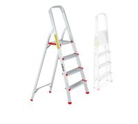 Escabeau à 4 marches BM TOOLS BMT-ESC4-ALU - Haut. de Travail : 79 cm - Prend Peu de Place et se Range Facilement - en Aluminium