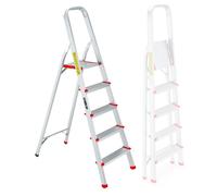 Escabeau à 5 marches BM TOOLS BMT-ESC5-ALU - Haut. de Travail : 99 cm - Prend Peu de Place et se Range Facilement - en Aluminium