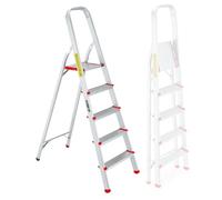 Escabeau à 5 marches BM TOOLS BMT-ESC5-ALU - Haut. de Travail : 99 cm - Prend Peu de Place et se Range Facilement - en Aluminium