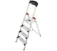 Escabeau Alu 4 marches XXL - HAILO - Marches antidérapantes et plateforme - Charge max 150kg