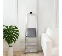 Drabest Escabeau en Aluminium 3 Marches 150 KG - Escabeau en Aluminium avec Pieds Antidérapants Et Plate-Forme De Travail - Échelles Multifonctions - 40 X 121 X 12 Cm