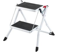 Escabeau de ménage 500x480x450mm - Escabeau pliable en acier - Escabeau à 2 marches - Capacité de charge 150kg - Escabeau pliant double marche hauteur 445mm - Escabeau de cuisine antidérapant - Tabour