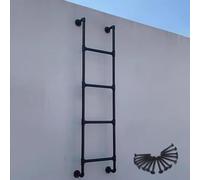 Escabeau de secours en fer forgé noir pour sous-sol Heavy Du Emerncy Kit d'escalade sécurisé Escabeau en métal pour un accès extérieur sécurisé