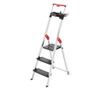 Escabeau de sécurité Pliable en Aluminium 3 marches Larges Hailo L100 | Charge max 150 kg, 3 marches