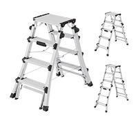 Escabeau double accès professionnel télescopique 2x6 marches adapté aux escaliers HAILO D100