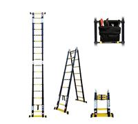 Escabeau-échelle télescopique Woerther Double Fonctions / 3m80-1m90 / avec Sac Porte Outils/modèle grafitek, en Graphite et Aluminium 7175t6 / avec Doubles Barres stabilisatrices/Garantie 5 Ans