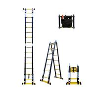 Escabeau-échelle télescopique Woerther Double Fonctions 4m40-2m20 avec Sac Porte Outils - modèle Grafitek, en Graphite et Aluminium 7175t6 - avec Doubles Barres stabilisatrices - Garantie 5 Ans