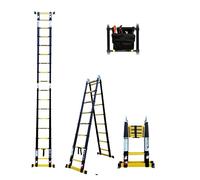 Escabeau-échelle télescopique woerther Double Fonctions - 5m/2m50 - avec Sac Porte Outils - modèle grafitek, en Graphite et Aluminium 7175t6 avec Doubles Barres stabilisatrices - Garantie 5 Ans