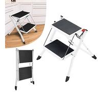 Escabeau en Acier à 2 marches - Mini Marchepied Pliable avec Poignée de Transport Confort et Pieds Antidérapants - Design Pliable Facile à Ranger - Échelle Domestique pour Maison Cuisine Garage
