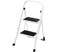 Escabeau en Acier De 2 Marches Tabouret Marche Pied Pliant L46 x l71 x H104 cm Echelle avec Pieds Anti Dérapant Max 150Kg (2 marches)
