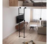 Escabeau en Fer forgé réglable de 100 à 300 cm, kit d'échelle de Secours Murale pour fenêtre de sous-Sol, Noir, 210 cm (83 po), idéal pour Les Lits Mezzanine et superposés